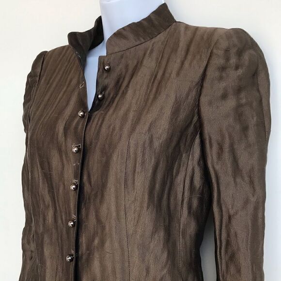 Armani Collezioni Antinea Silk Brown Jacket sz 2 - Picture 2 of 6